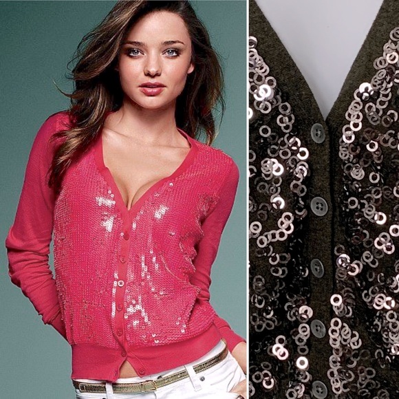 EUC VIctorias Secret olive sequin Sexy Cardi - Picture 7 of 7